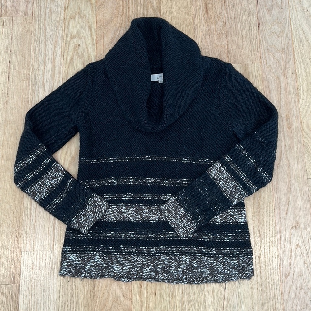 Loft - Black/Brown Cowl Neck Sweater - Size XS